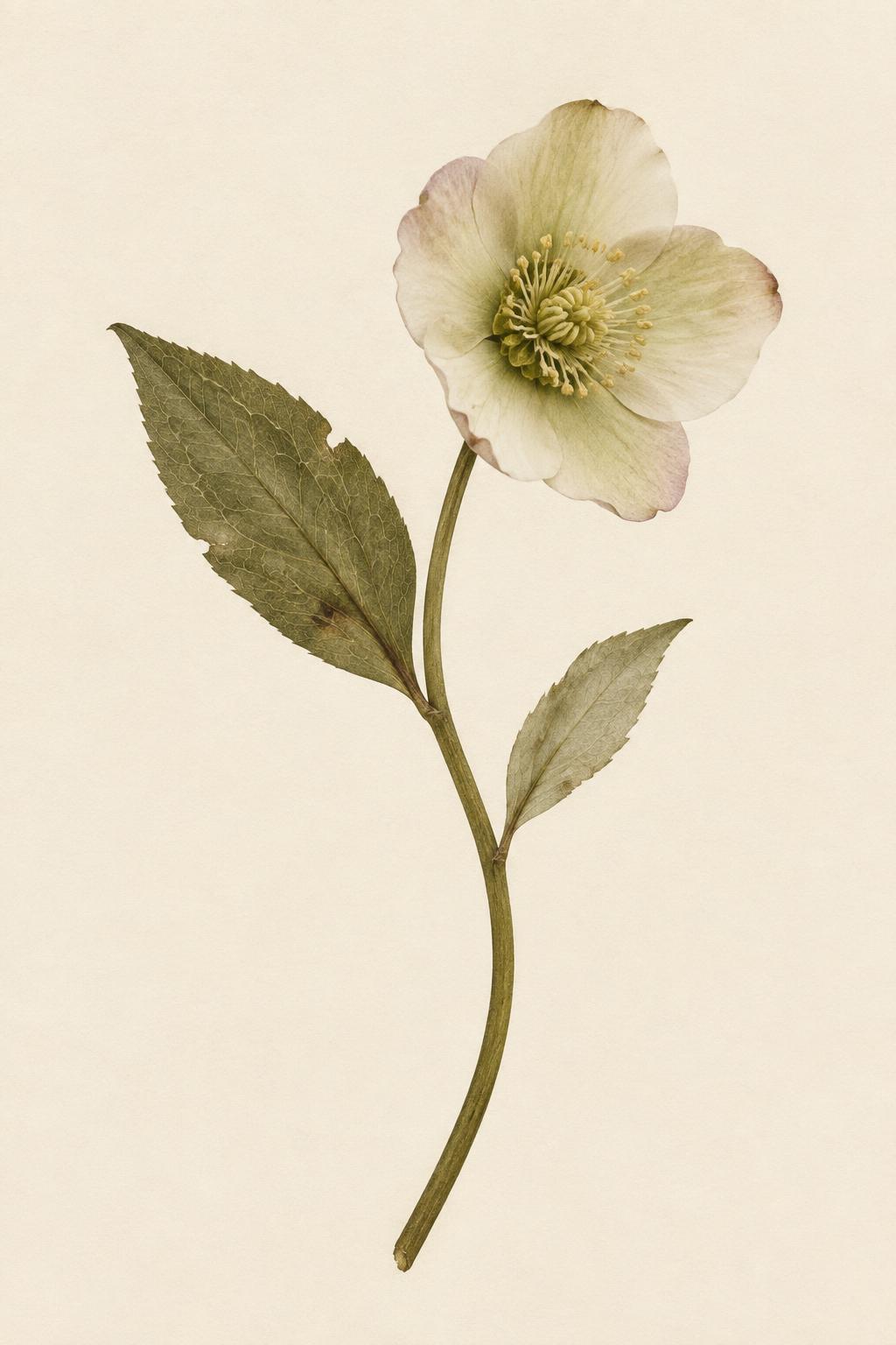 A pale hellebore botanical specimen